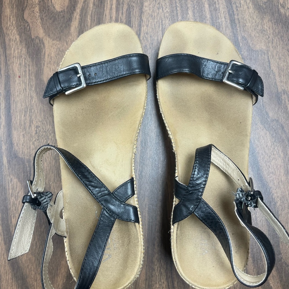 Women's Black Leather Sandals